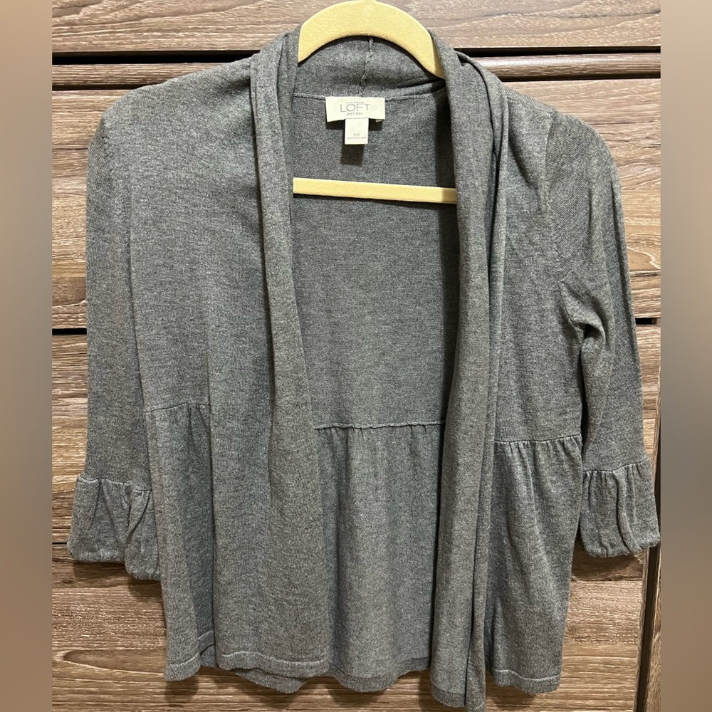 Loft Petite Open Wrap Grey Sweater